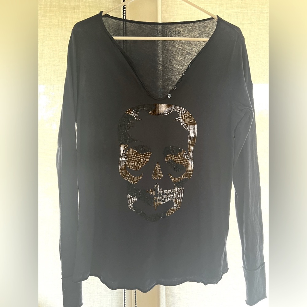 Zadig & Voltaire long sleeve shirt with a sequin skull
